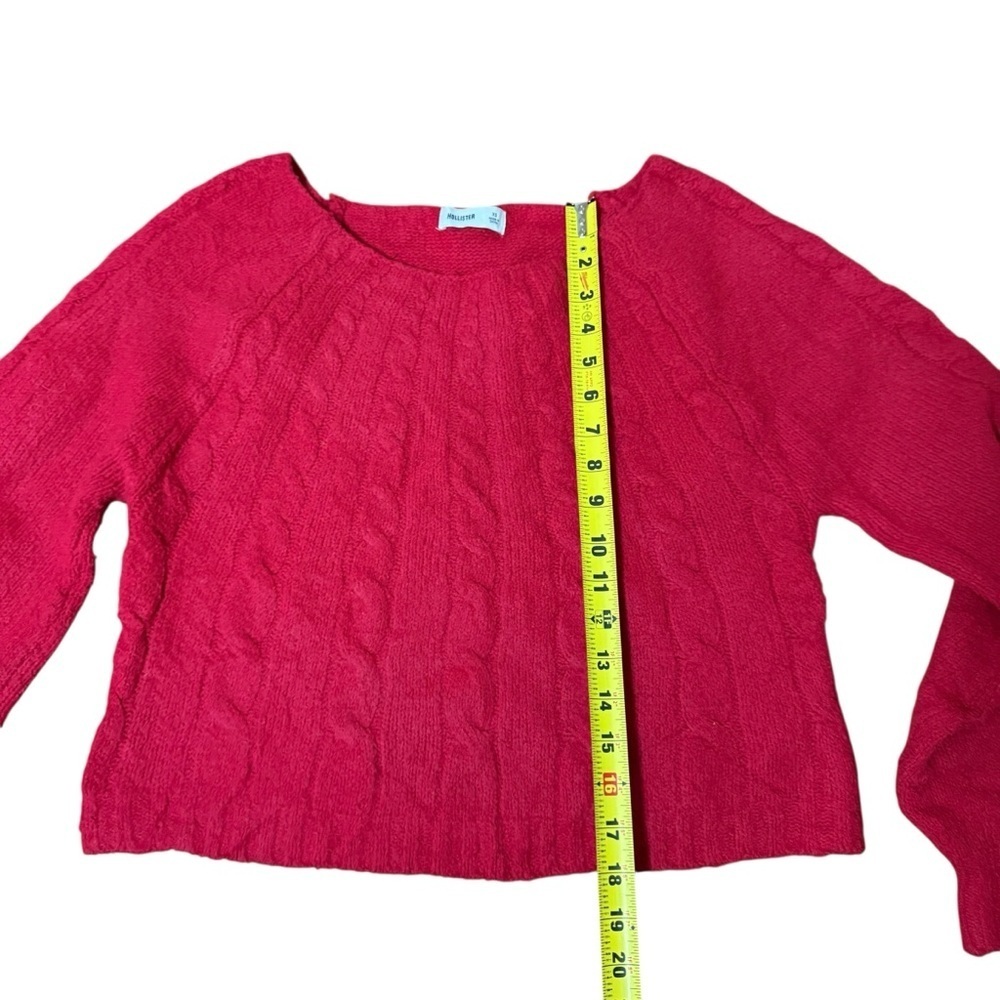 Hollister| Women's Red Comfy Cloud Off-the Shoulder Cable Knit Sweater- Size XS - Picture 7 of 9